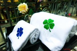 Embroidered towel - Small size 40x60cm - lucky leaves